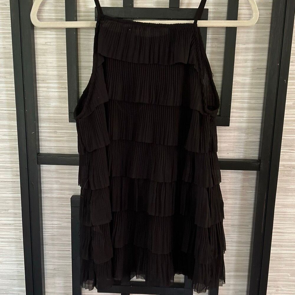 Zara black semi sheer ruffled layered top blouse size M - Picture 4 of 5